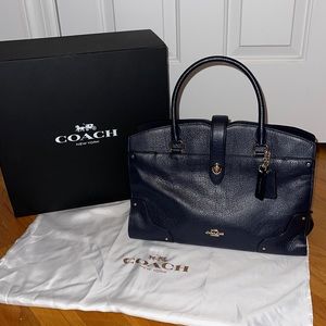 Navy COACH Mercer Satchel w/ Duster & Box